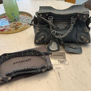 Balenciaga Distressed Denim Satchel